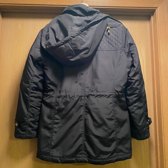 Women's Black London Fog Black Quilted Rain Jacket - Picture 3 of 3